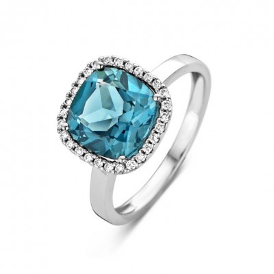 18 karaat ring met Topaas London Blue en briljant GR3277GTL