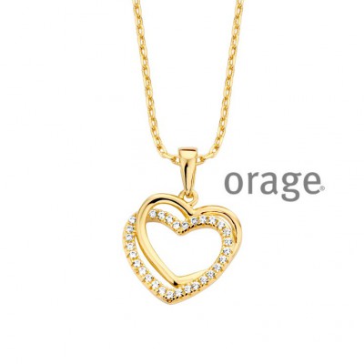 Orage hartje met ketting in plaque AT239 45cm.