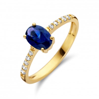 18 karaat ring met zirconia en blauwe saffier GR4429GSSZ
