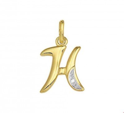 18 karaat Letter H gezet met diamant