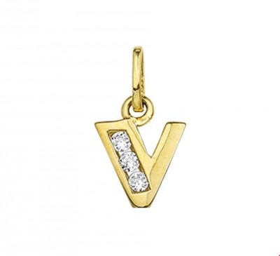 8 karaat Letter V gezet met zirconia