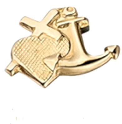 18 karaat geel gouden oorstekers met symbool GELOOF - LIEFDE en HOOP 5 X 7mm.