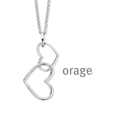 Orage Zilver ketting met hartjeAW218/45cm.