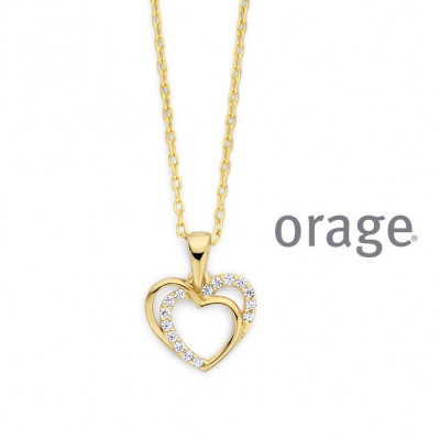 Orage plaque ketting  hartje AW241/45cm.