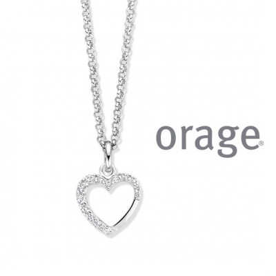 Orage Zilver ketting met hartjeAW256/42cm.