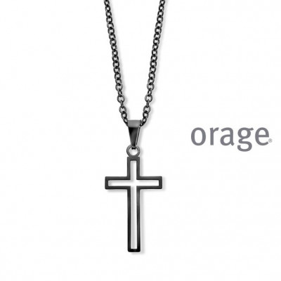 Orage Heren ketting MET KRUIS IN staal AW143/48cm.