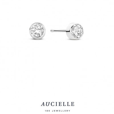 18 Kt. OORSTEKERS MET ZIRCONIA AE0106W/5mm.