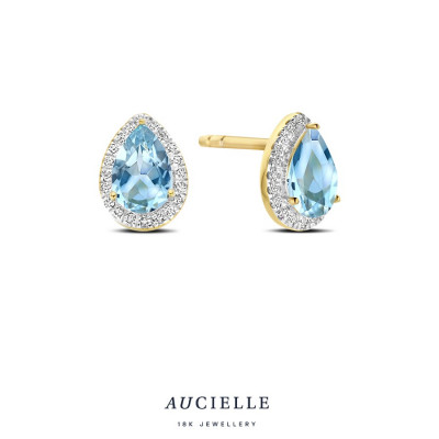 18 Kt. OORHANGERS MET TOPAASen diamant AE0236D