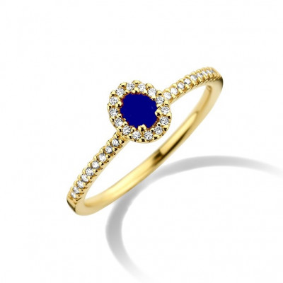 18 karaat ring met diamant en blauwe saffier GR4517GSB
