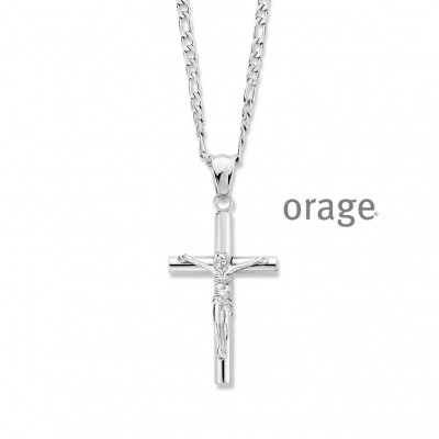 Orage Heren ketting MET KRUIS IN staal BA343/61cm.