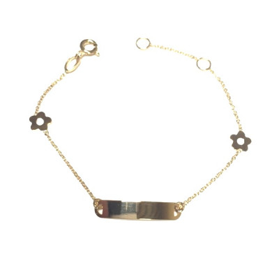 BABY ARMBAND goud  18 Karaat met naamplaat 155806