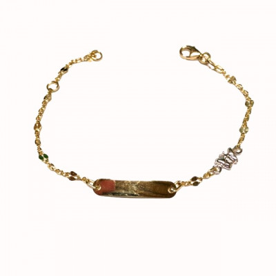 BABY ARMBAND (vlinder) goud  18 Karaat met naamplaat 153853