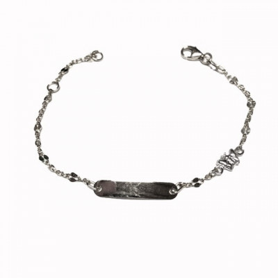 BABY ARMBAND (vlinder) wit goud 18 Karaat met naamplaat 148934