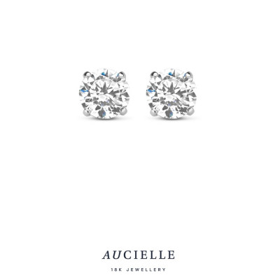 18 Kt. OORSTEKERS MET ZIRCONIA AE0292W/5mm.
