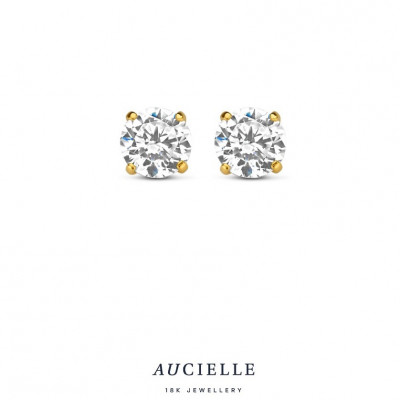 18 Kt. OORSTEKERS MET ZIRCONIA AE0292C/4mm.