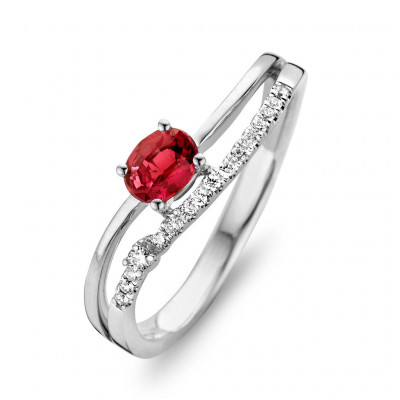 18 karaat ring met blauwe saffier en briljant GR3784WSB