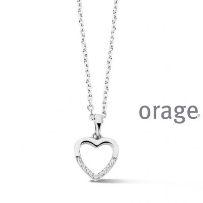 Orage zilver ketting met hart BB232/45cm.