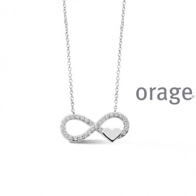 Orage zilver ketting met infinity en hart BB260/42cm.