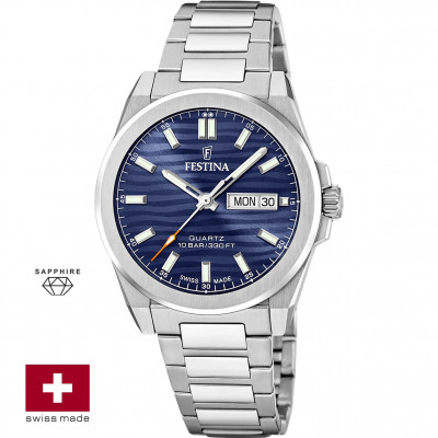 Herenhorloge Festina Swiss Made Dune blauw F20073/2 saffierglas Herenhorloge Festina Swiss Made Dune blauw F20073/2 saffierglas