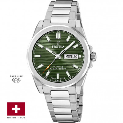 Herenhorloge Festina Swiss Made Dune groen F20073/4 saffierglas Herenhorloge Festina Swiss Made Dune groen F20073/4 saffierglas