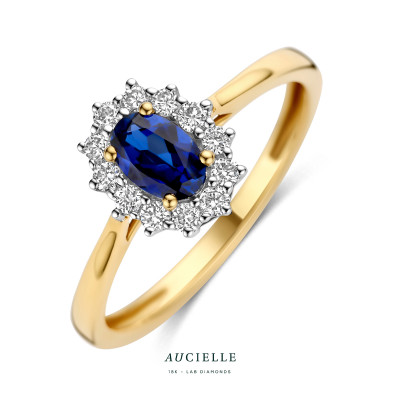 18 karaat ring met Lab Diamond 0.50 ct+0.22ct. ar9122a