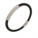 Heren armband 18 Karaat wit goud en zwart leder