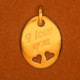 Vergulde ovalen hanger met hartjes OB326E I LOVE YOU