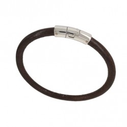 Heren armband 18 Karaat wit goud en leder