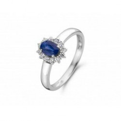 18 karaat ring met diamant en blauwe saffier GR4157BSB