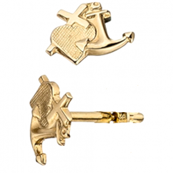 18 karaat geel gouden oorstekers met symbool GELOOF - LIEFDE en HOOP 5 X 7mm.