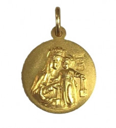 18 karaat scapulier met Jezus Heilig Hart en aan de andere zijde Maria met kindje Jezus