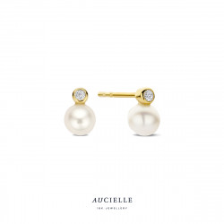18 Kt. OORSTEKERS MET PAREL AE0130C
